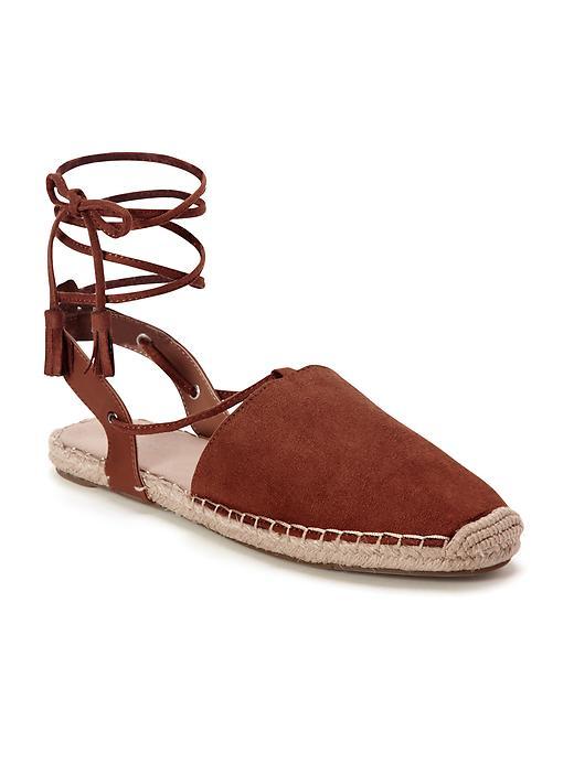 Old Navy Sueded Lace Up Espadrilles For Women - Almond