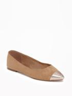Old Navy Sueded Pointy Ballet Flats For Women - Caramel