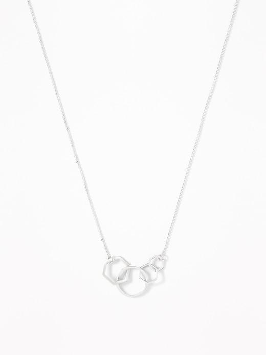 Interlocking Geometric Pendant Necklace For Women