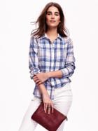 Old Navy Classic Fit Flannel Shirt - Lt Blue/frozen Blue