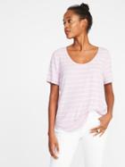 Old Navy Womens Luxe Curved-hem Tee For Women Light Purple Stripe Size M