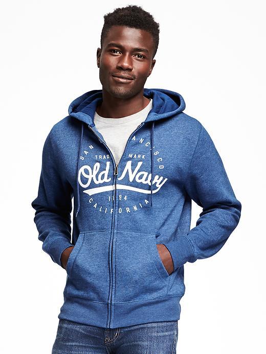 Old Navy Full Zip Logo Fleece Hoodie For Men - Blue Camouflage
