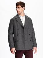 Old Navy Wool Blend Peacoat For Men - Heather Grey