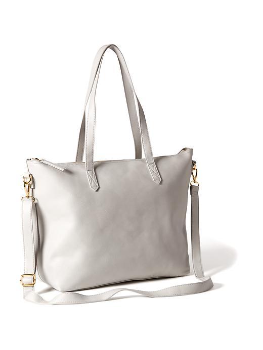 Old Navy Classic Faux Leather Zipper Tote For Women - Grey