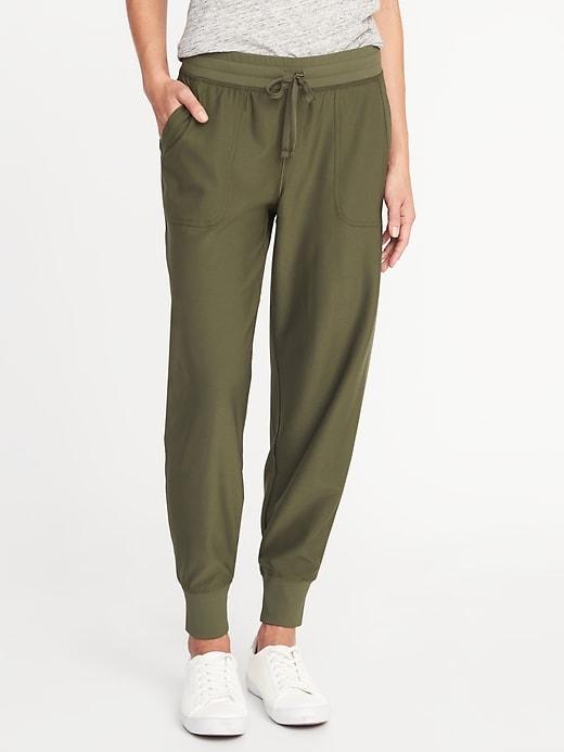 Old Navy Womens Mid-rise Knit-waist Performance Pants For Women Medium Green Size M