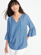 Old Navy Womens Relaxed Bell-sleeve Top For Women Medium Wash Size Xs