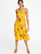 Old Navy  Fit & Flare Cami Midi Dress For Women Yellow Floral Size L