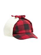 Old Navy Sherpa Lined Herringbone Trapper Hat For Men - Red Buffalo Plaid