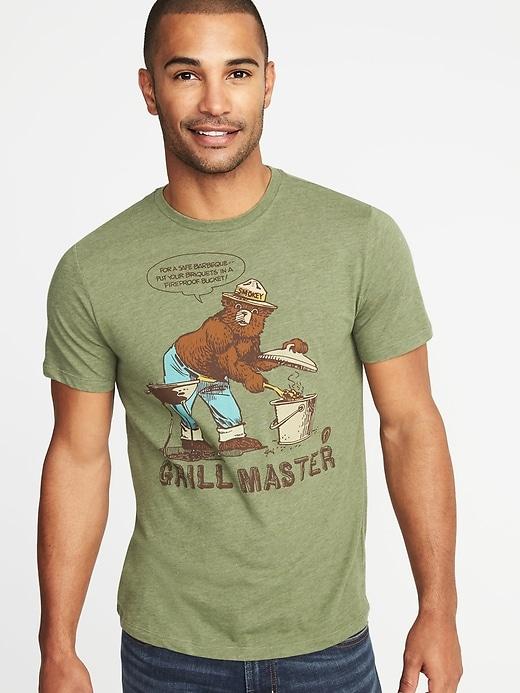 Old Navy Mens Smokey The Bear Grill Master Tee For Men Olive Through This Size L