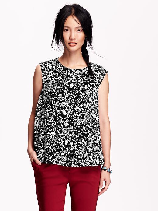 Old Navy Womens Printed Trapeze Tank Size L - Black Print