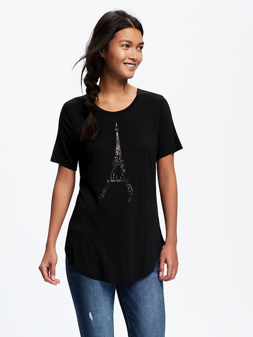 Old Navy Relaxed Graphic Tee For Women - Black