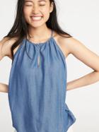 Old Navy Womens High-neck Tencel Swing Cami For Women Medium Wash Size M