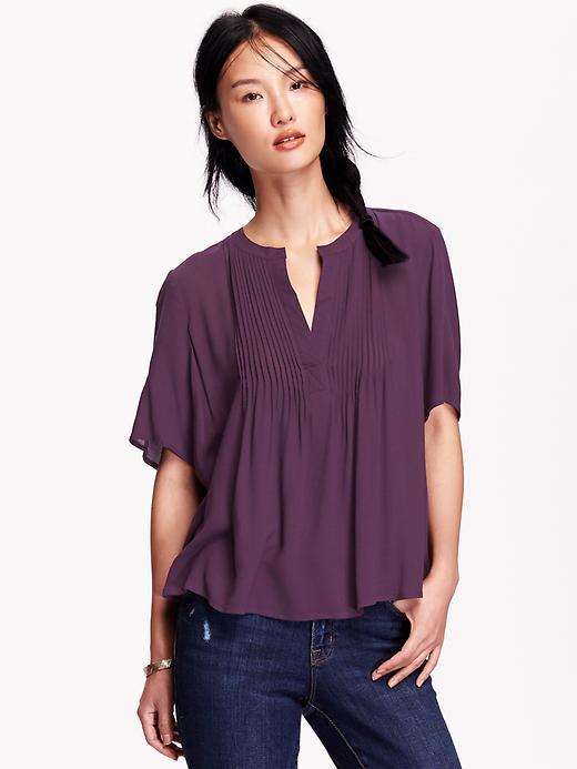Old Navy Womens Pintucked Swing Blouse Size L - Ready For This Jelly