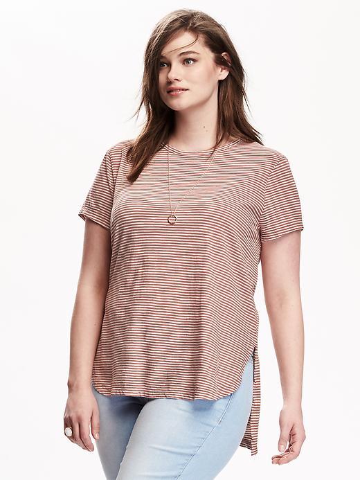 Old Navy Short Sleeve Hi Lo Plus - Orange Stripe
