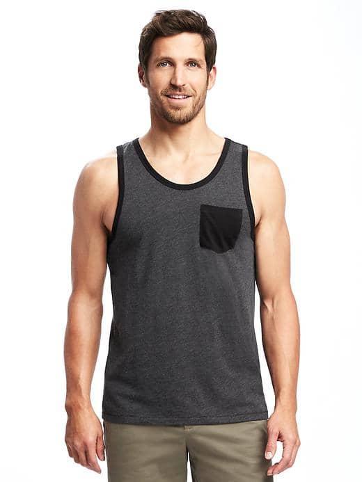 Old Navy Jersey Pocket Tank For Men - Dark Charcoal Gray