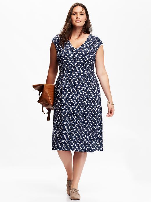 Old Navy Womens Plus Jersey Midi Dress Size 1x Plus - Black Birds
