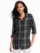 Old Navy Classic Flannel Shirt For Women - Black Plaid