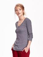 Old Navy V Neck Waffle Knit Tee Size L Tall - Multi Stars