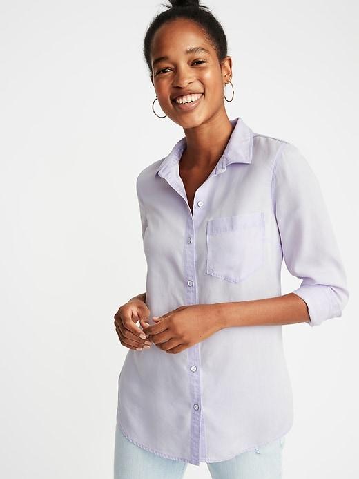 Old Navy Womens Relaxed Tencel Shirt For Women Lavenderlicious Size L