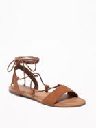 Old Navy Womens Faux-suede Gladiator Sandals For Women Cognac Brown Size 7