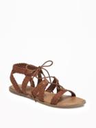 Old Navy Braided Lace Up Sandals For Women - Whiskey