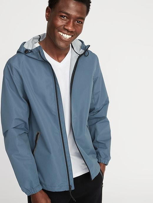 Go-h20 Water-resistant Hooded Rain Jacket For Men
