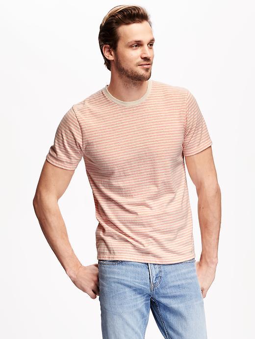 Old Navy Soft Washed Striped Tee For Men - Orange Juice