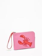 Old Navy Womens Graphic Faux-leather Wristlet For Women Lobster Size One Size