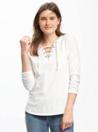 Old Navy Relaxed Lace Up Tee For Women - Cream