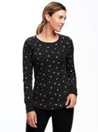 Old Navy Thermal Crew Neck Tee For Women - Black