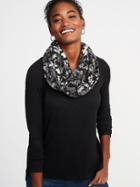 Old Navy Womens Patterned Performance Fleece Infinity Scarf For Women Black Gray Floral Size One Size