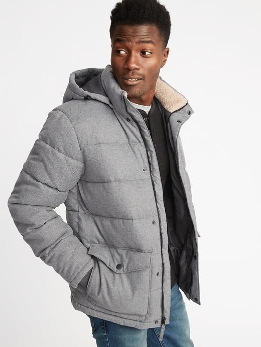 Old Navy Mens Quilted Detachable-hood Heritage Jacket For Men Gray Size M