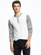Old Navy Color Block Henley Tee For Men - Bright White