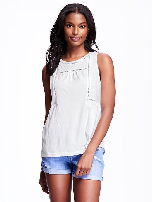 Old Navy Crochet Trim Trapeze Tank For Women - White