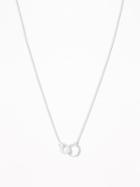 Silver-toned Circle-pendant Chain Necklace For Women