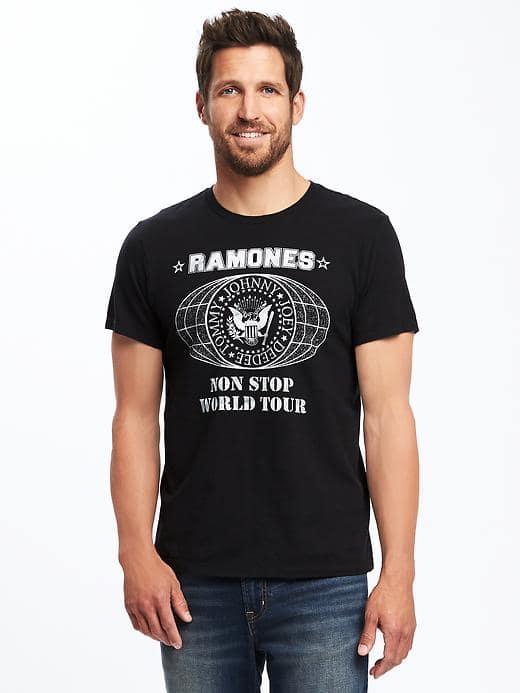 Old Navy Ramones Non Stop World Tour Tee For Men - Blackjack