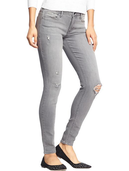 Old Navy Old Navy Womens The Rockstar Mid Rise Distressed Jeans - Destructed Gray