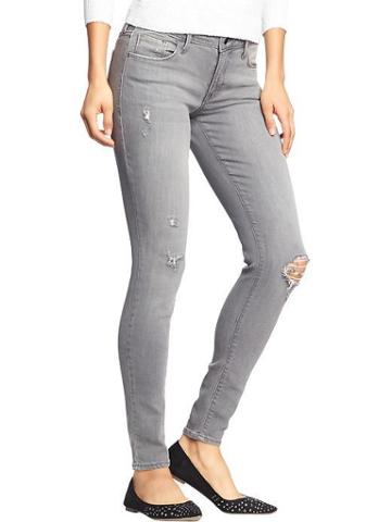 Old Navy Old Navy Womens The Rockstar Mid Rise Distressed Jeans - Destructed Gray