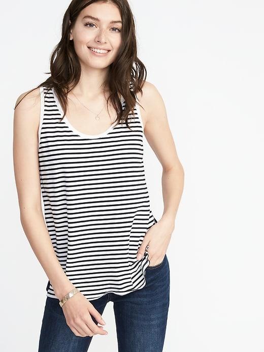 Old Navy Womens Everywear Striped Scoop-neck Tank For Women Black/white Stripe Size Xs