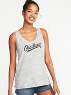 Old Navy Womens Everywear Logo-graphic Scoop-neck Tank For Women Light Gray Heather Size Xs