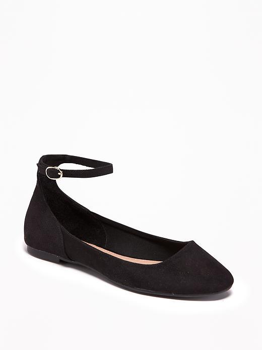 Old Navy Ankle Strap Ballet Flats For Women - Black