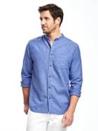 Old Navy Slim Fit Linen Blend Shirt For Men - Cooler Than Blue