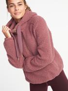 Old Navy Womens Sherpa 1/2-zip Hoodie For Women Bust A Mauve Size S