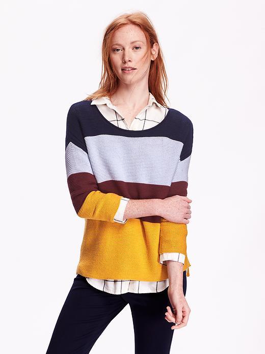 Old Navy Womens Shaker Stitch Sweaters Size L Tall - Multi Stripe