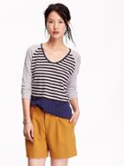 Old Navy Womens 3/4 Sleeved Color Block Sweaters Size S Petite - Black Stripe Top
