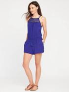 Old Navy High Neck Lace Yoke Romper For Women - Bluer Than Blue