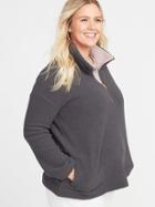 Old Navy Womens Sherpa 1/4-zip Plus-size Pullover Graphite Size 1x