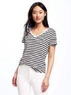 Old Navy Everywear Relaxed Curved Hem Tee For Women - White Stripe
