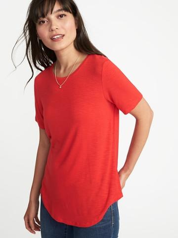 Old Navy Womens Luxe Curved-hem Tee For Women Vermilion Red Size L