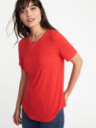 Old Navy Womens Luxe Curved-hem Tee For Women Vermilion Red Size L